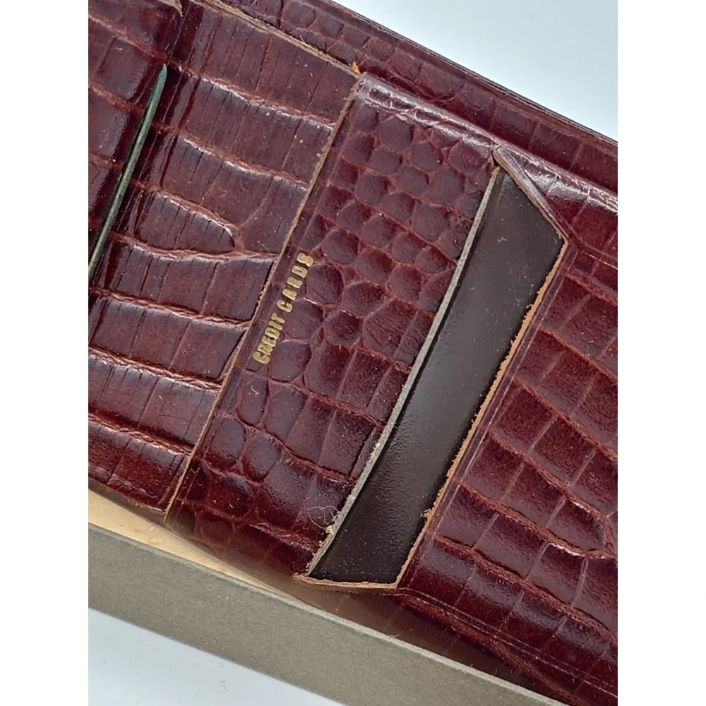 1960s‎ MCM Slim Bi-fold Wallet Brown Baby Alligator cowhide Leather NIB